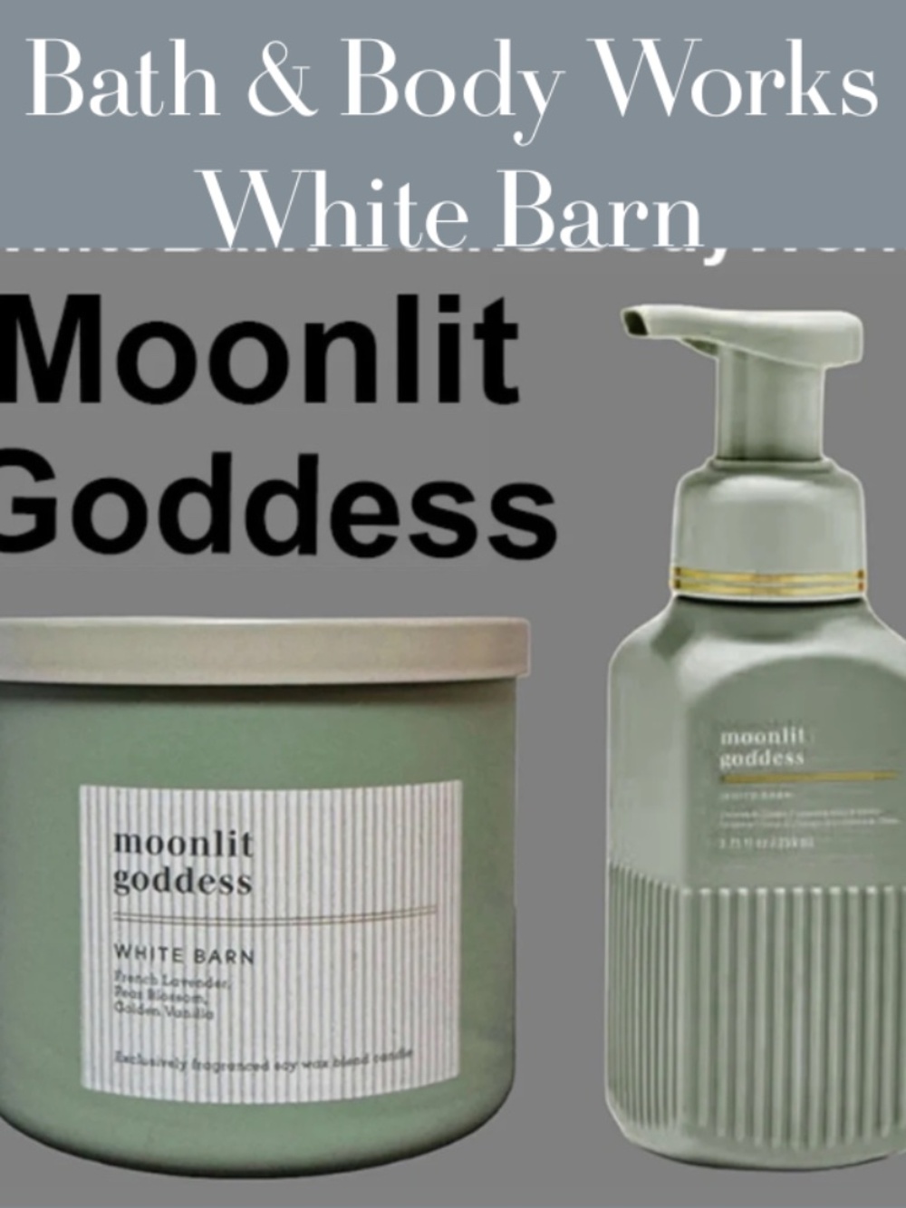 White Barn Bath & Body Works - Moonlit Goddess 3 wick Candle & Hand Soap - NWT